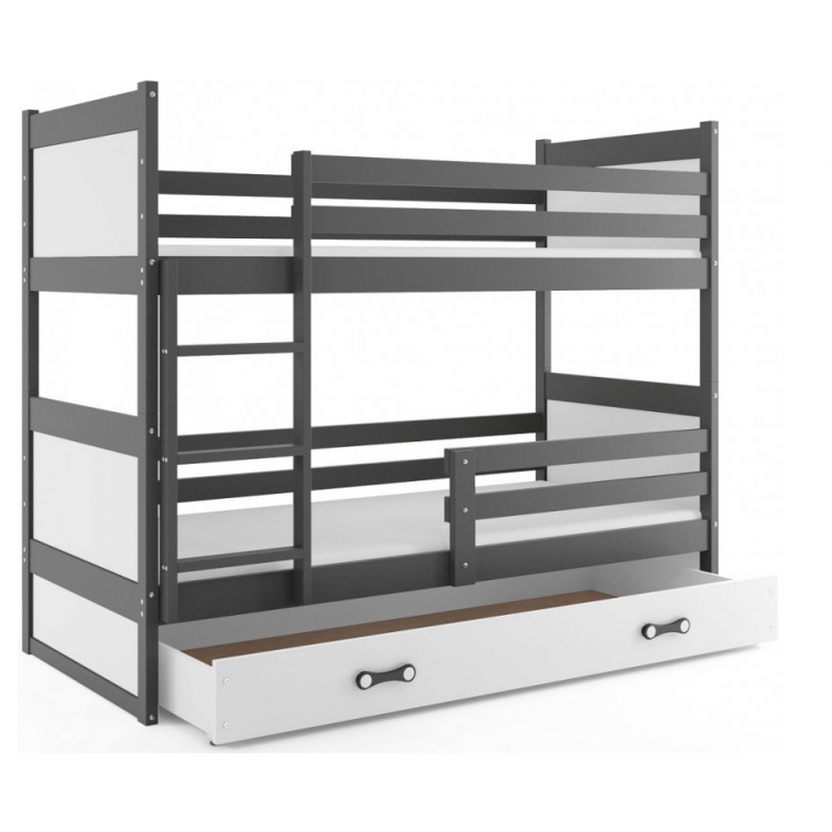 Poschodová posteľ Rico sivo-biela 190cm x 80cm